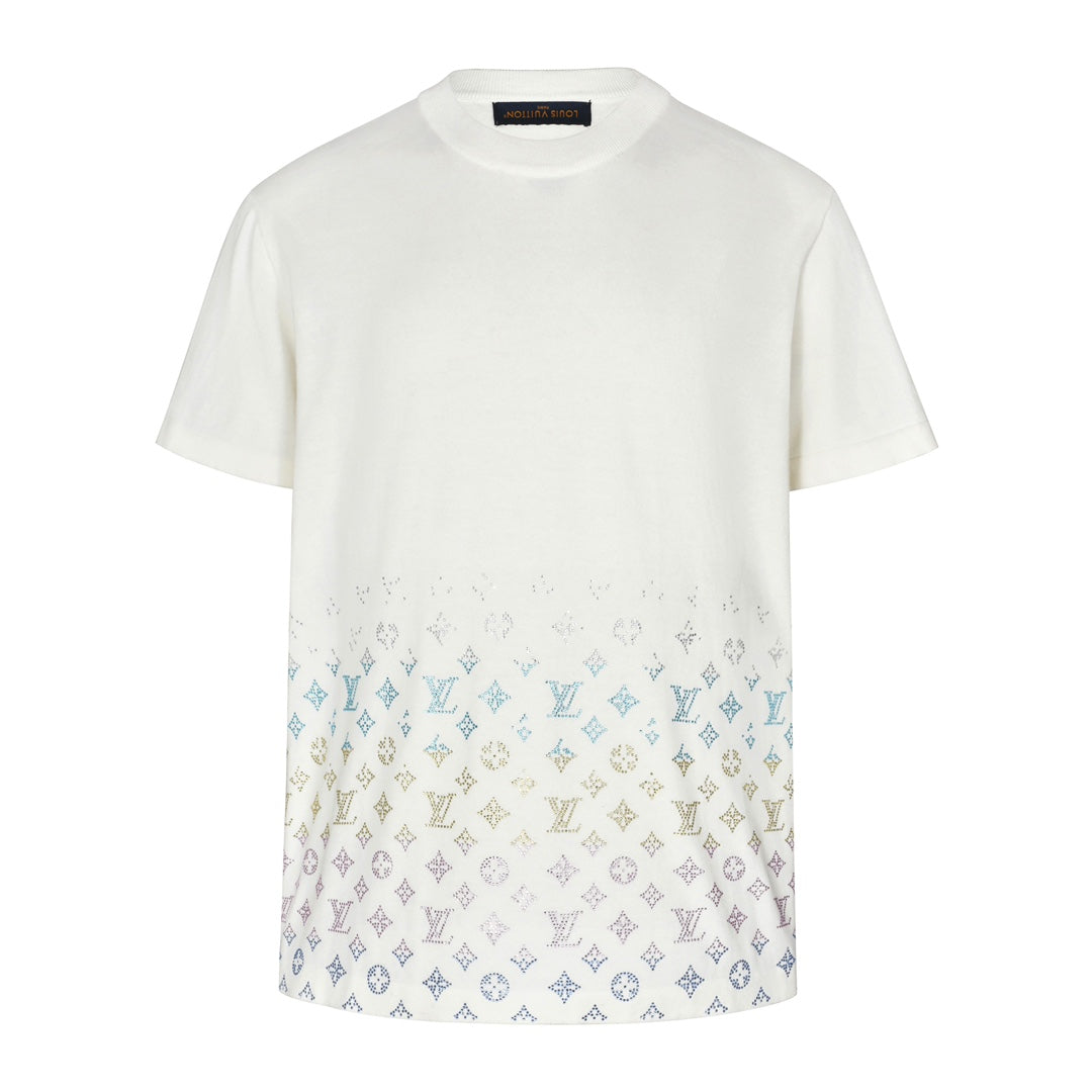 25ss gradient vintage color diamond knitted short sleeved shirt