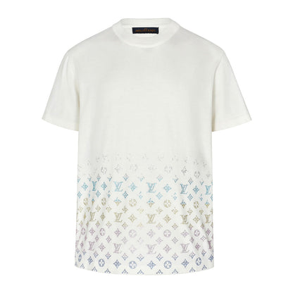25ss gradient vintage color diamond knitted short sleeved shirt