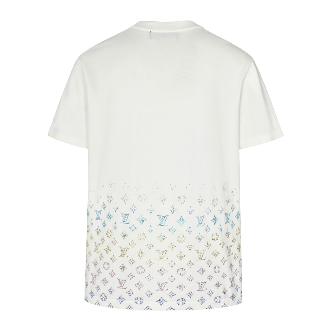 25ss gradient vintage color diamond knitted short sleeved shirt