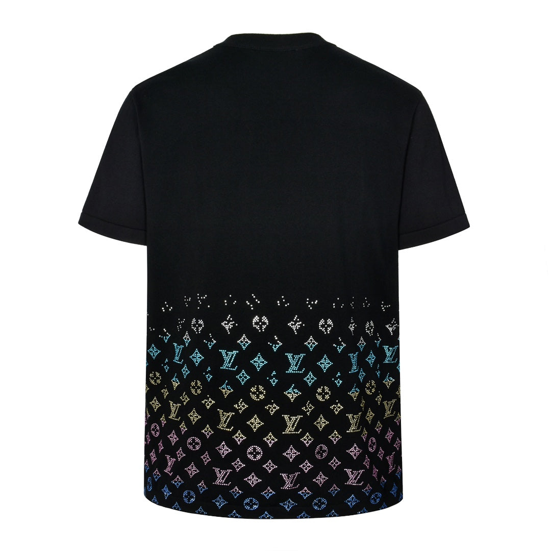 25ss gradient vintage color diamond knitted short sleeved shirt