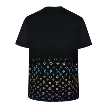 25ss gradient vintage color diamond knitted short sleeved shirt