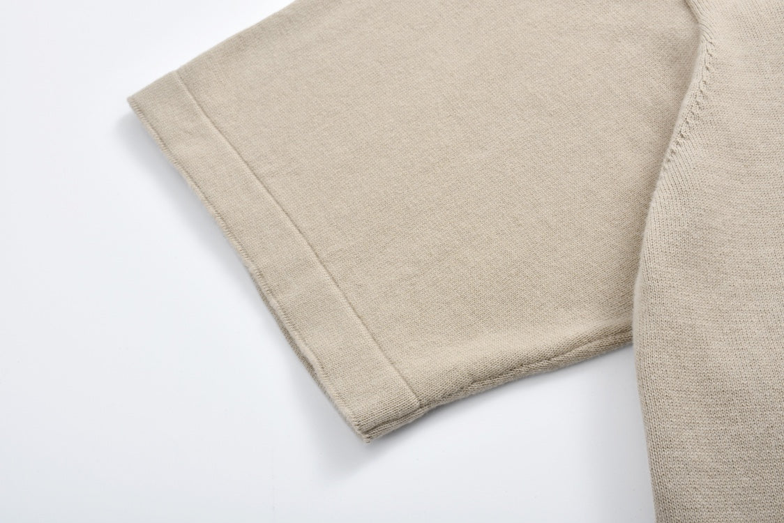 25ss letter jacquard knitted short sleeved shirt