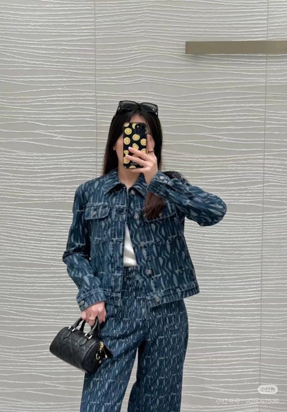 D 24fw miss jacquard denim jacket