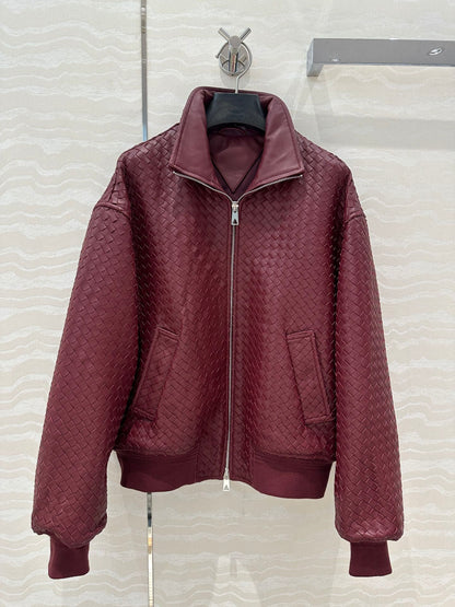 Bo 24fw woven leather jacket