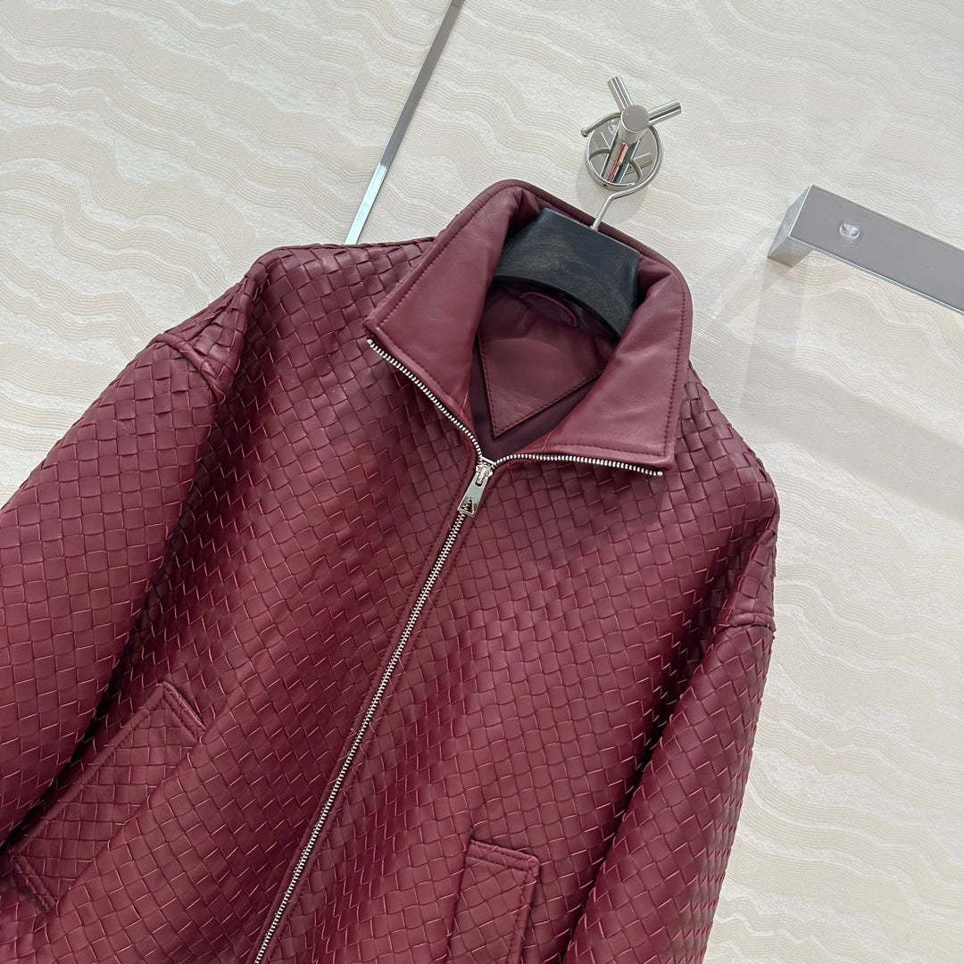 Bo 24fw woven leather jacket