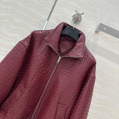Bo 24fw woven leather jacket