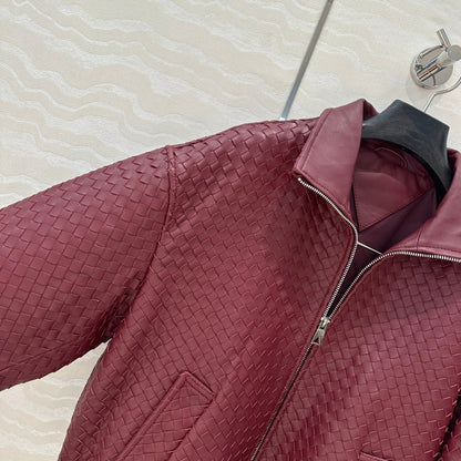 Bo 24fw woven leather jacket
