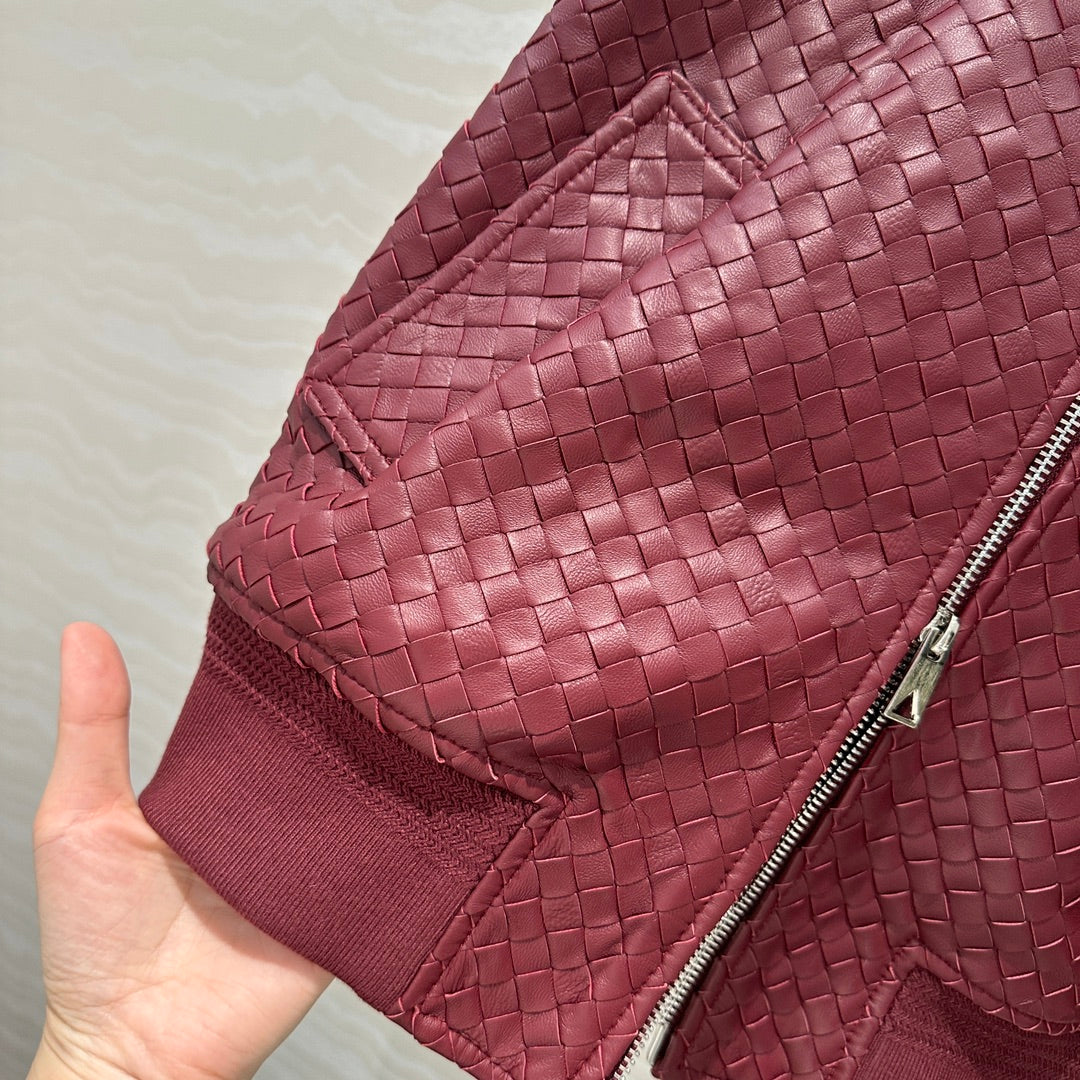 Bo 24fw woven leather jacket