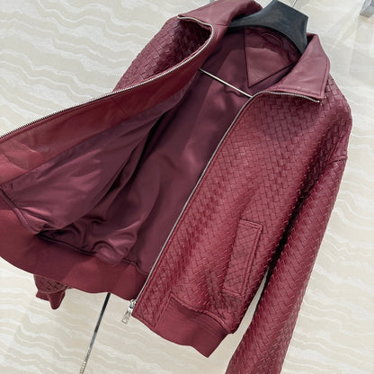 Bo 24fw woven leather jacket