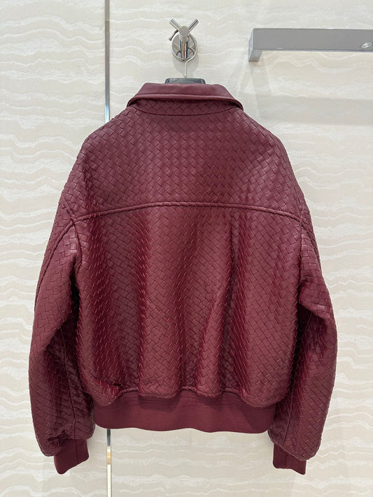 Bo 24fw woven leather jacket