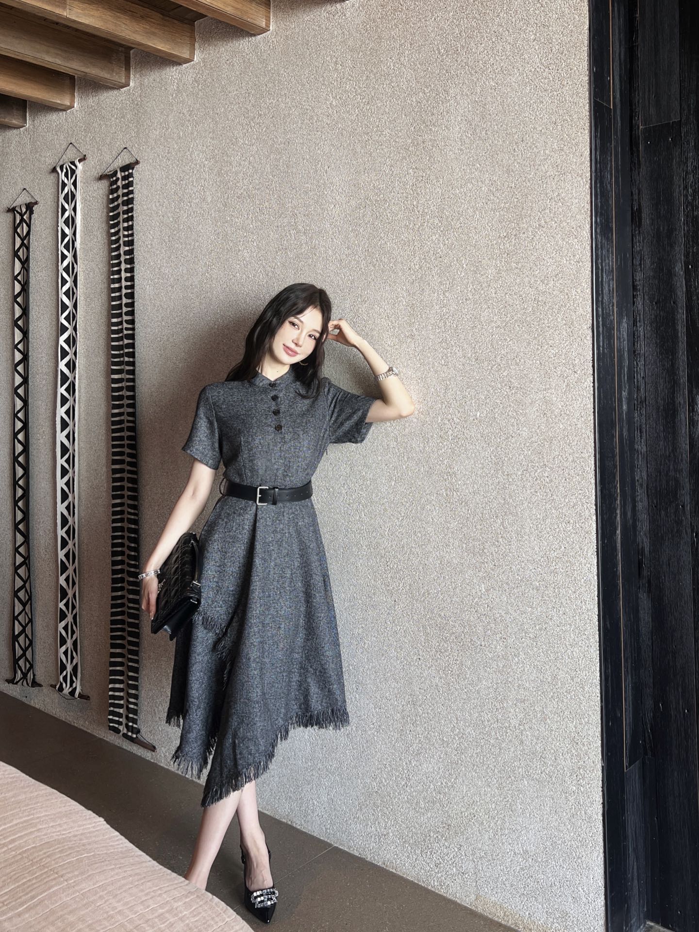 D 25ss tassel shirt dress