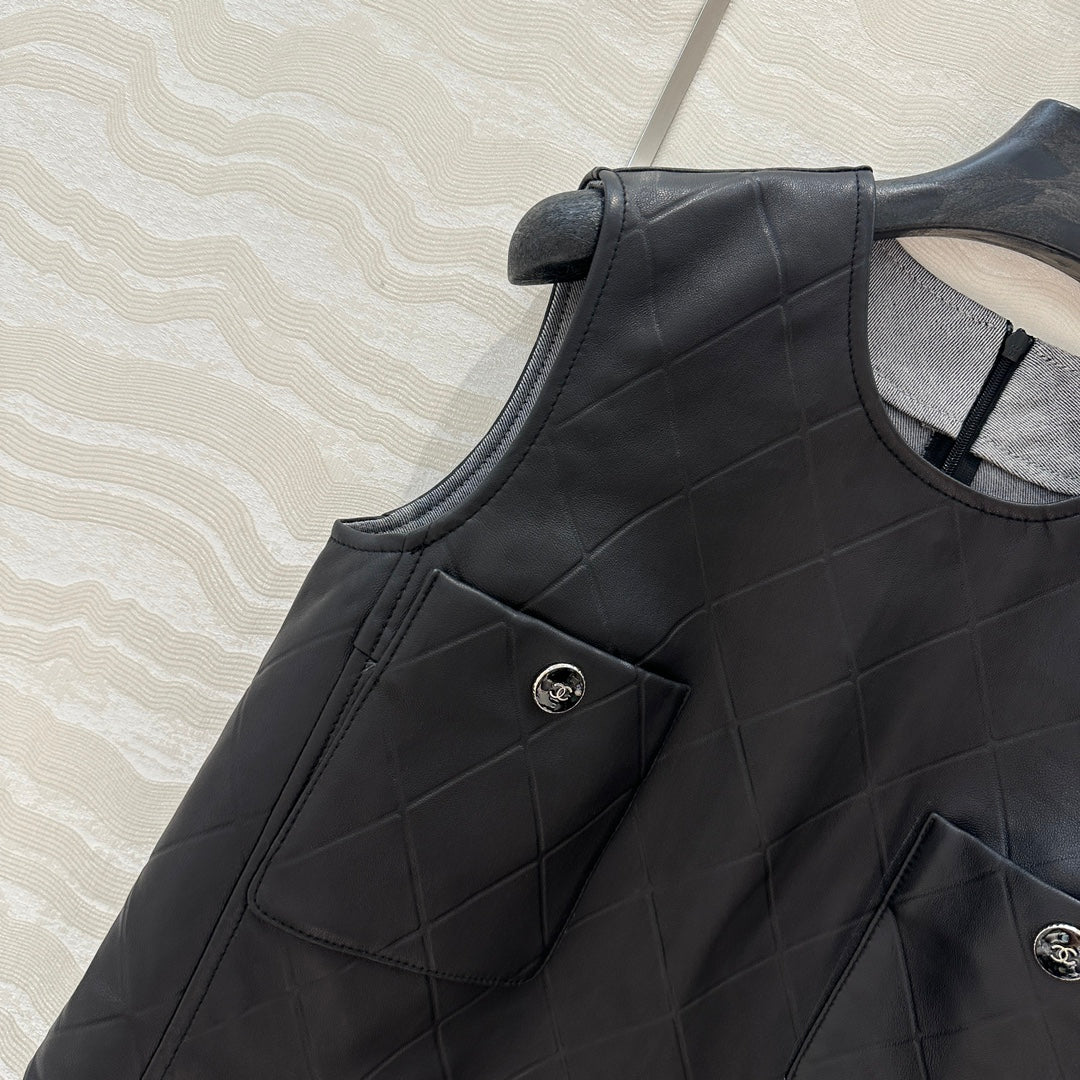 Ch 25ss leather A line dress