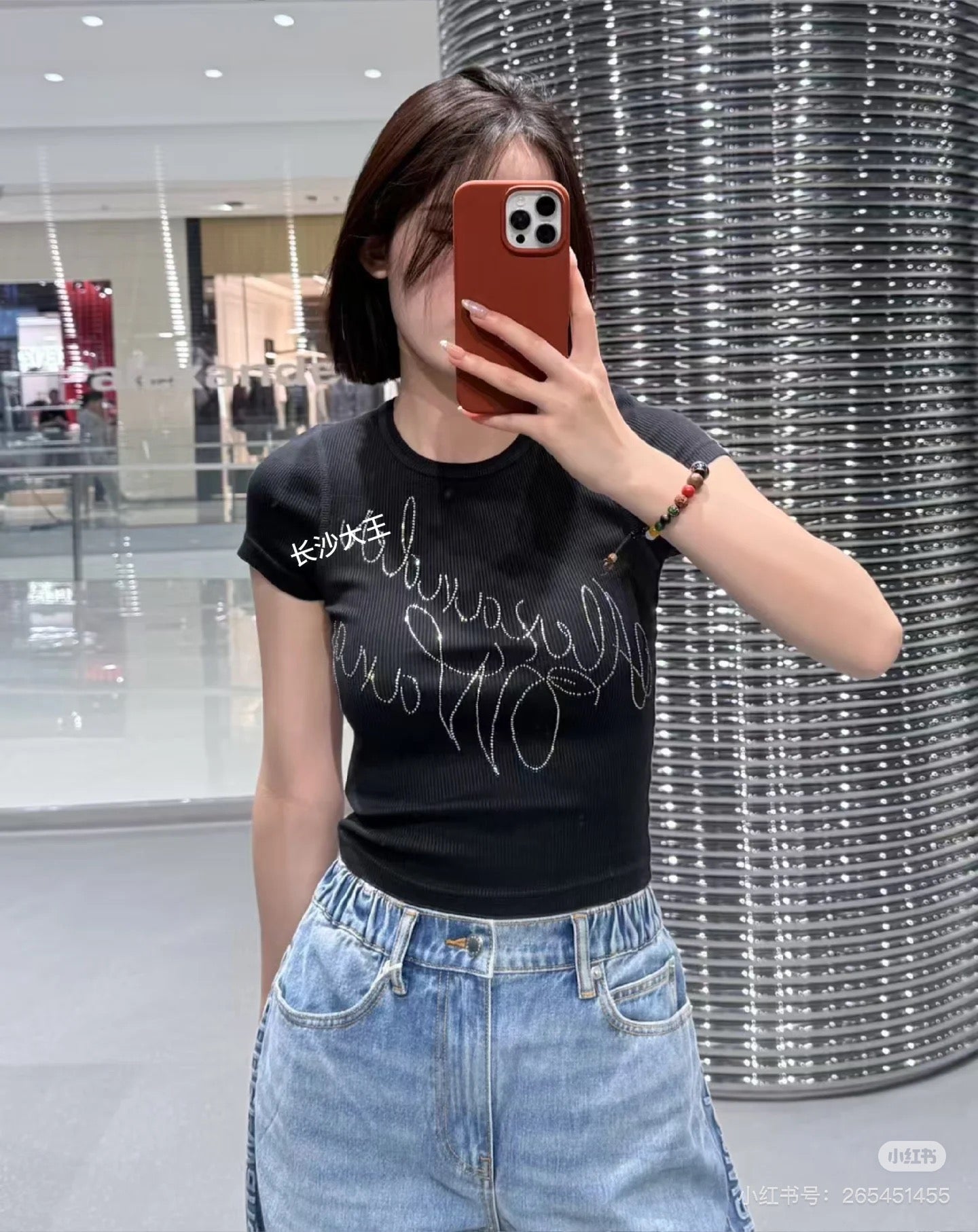 Ale 25ss rhinestone t-shirt