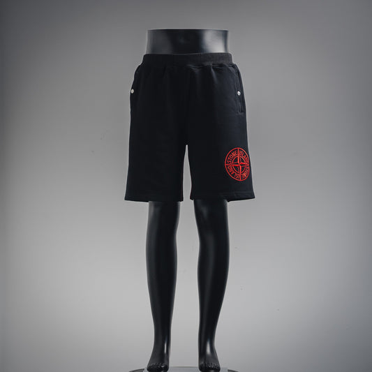 25ss Black and red badge embroidered shorts
