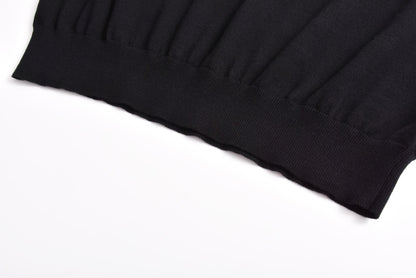 25SS Black and green color blocked jacquard logo knitted polo shirt