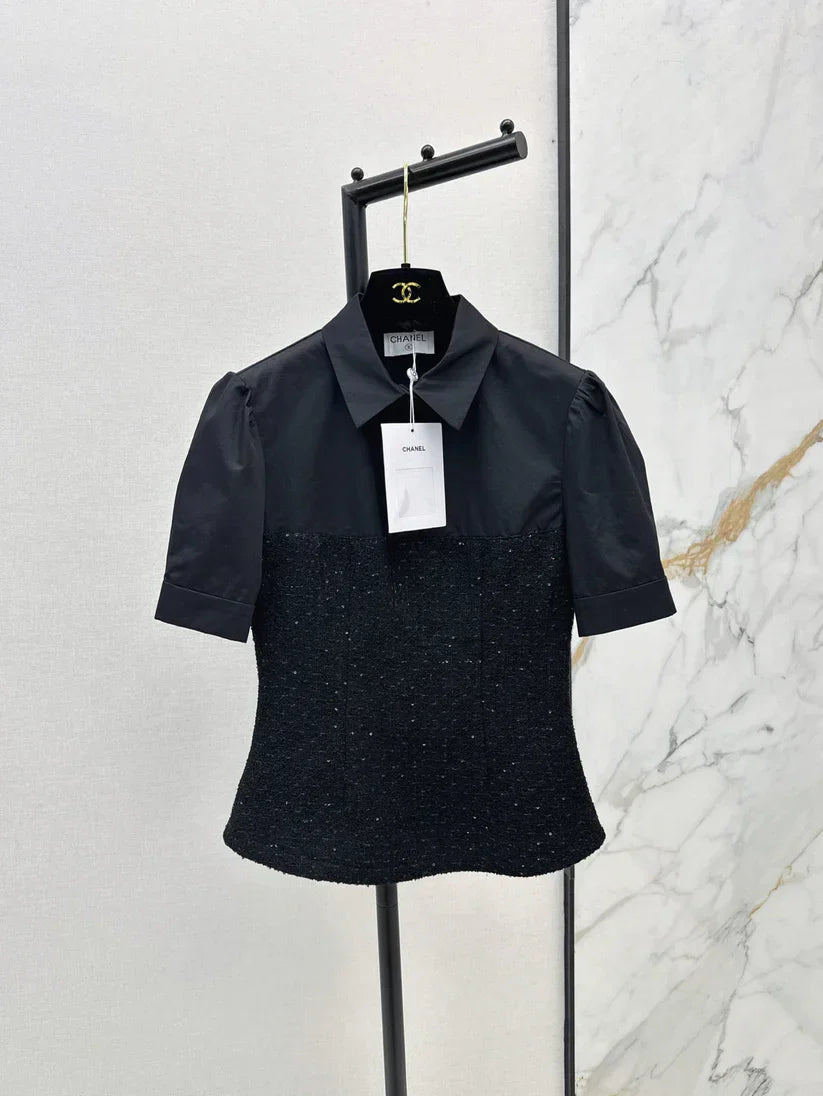 Refined Minimalist  Two-Tone Linen Top