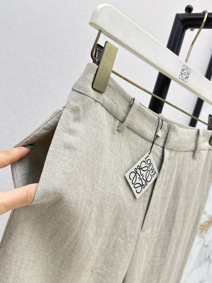 25ss Linen rolled-up pants