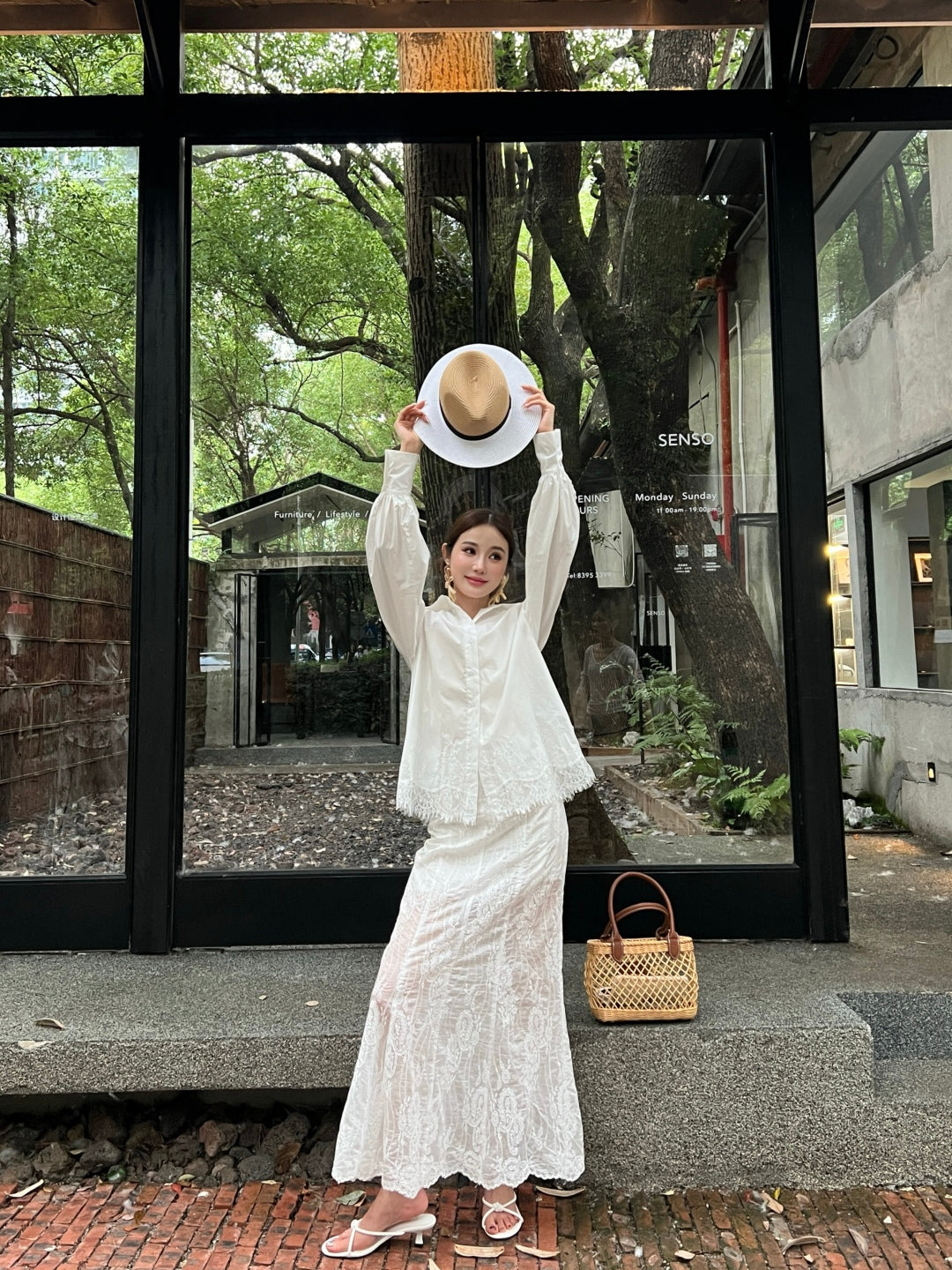 25ss lace hollow skirt