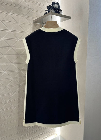 2025 new product Black and white vest dress
