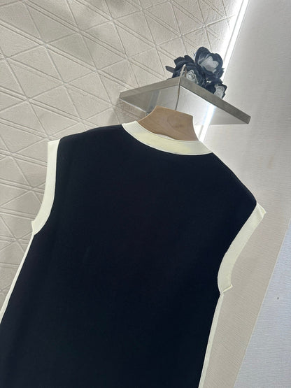 2025 new product Black and white vest dress