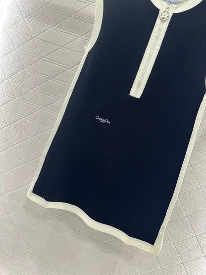 2025 new product Black and white vest dress