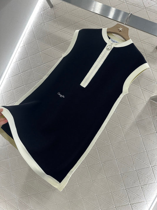 2025 new product Black and white vest dress