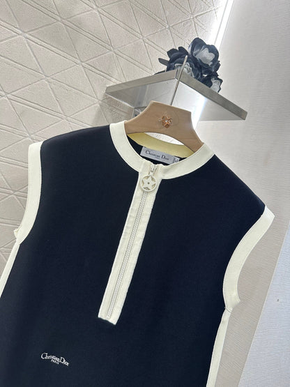2025 new product Black and white vest dress
