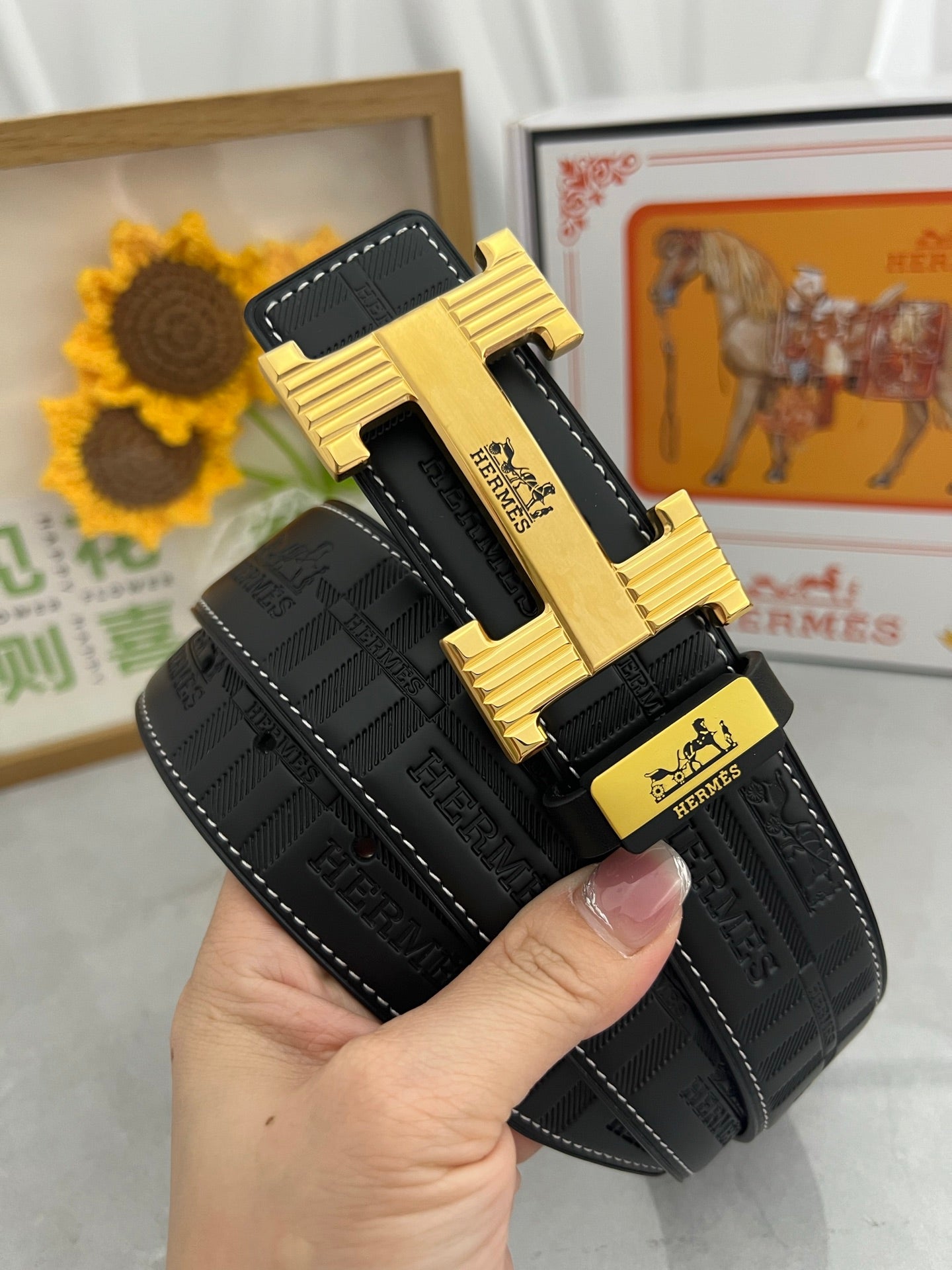 25 Pure steel buckle cowhide belt
