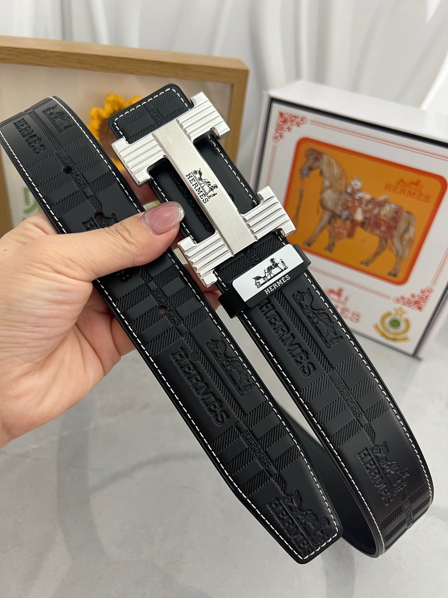 25 Pure steel buckle cowhide belt